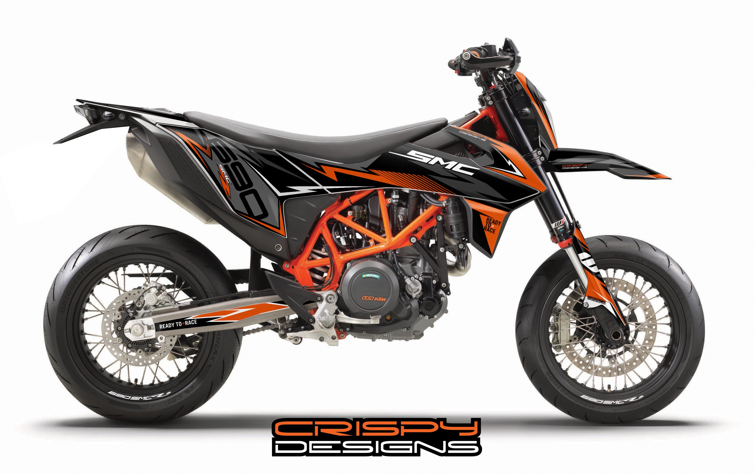 Specialist in motorcycle graphics and decals. Triumph KTM BMW more Crispy Designs Specialist in custom KTM 690 Adventure decals graphics