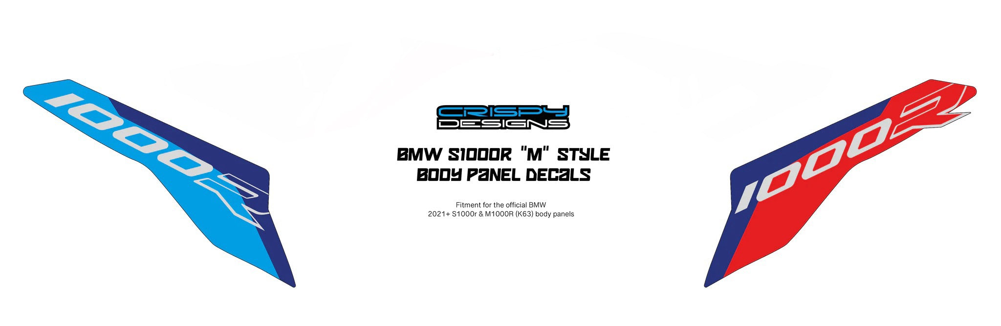 Lower Style Decals BMW S1000R M style side panel lower decals – Crispy Designs ...