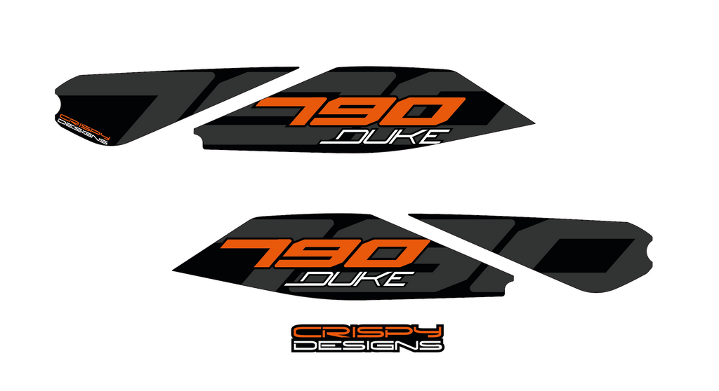 KTM 790 Duke STEALTH swing arm decal kit Crispy Designs Specialist in custom KTM 690 Adventure decals graphics