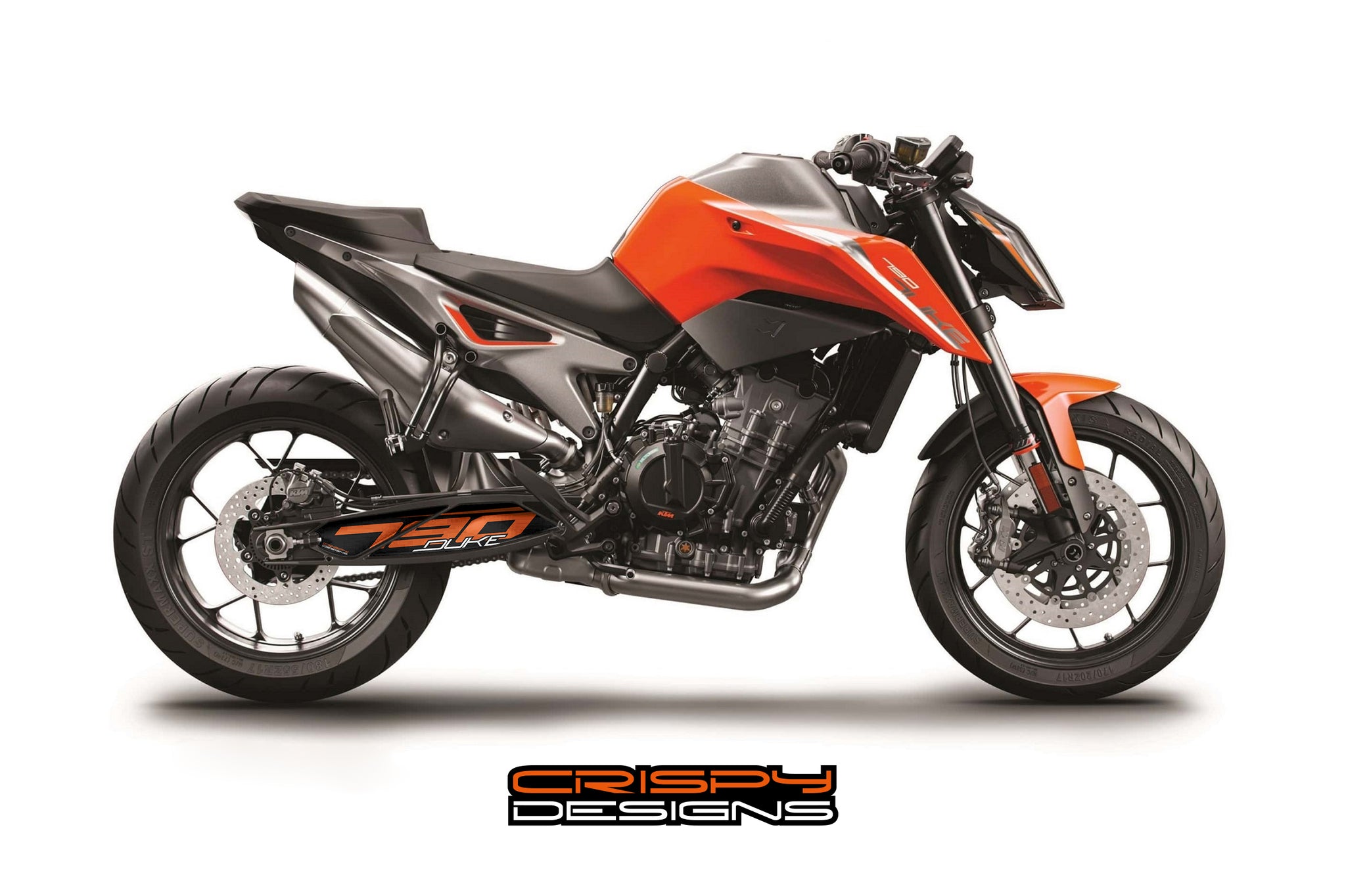 KTM 790 Duke 'STRIKE' swing arm decal kit Crispy Designs Specialist