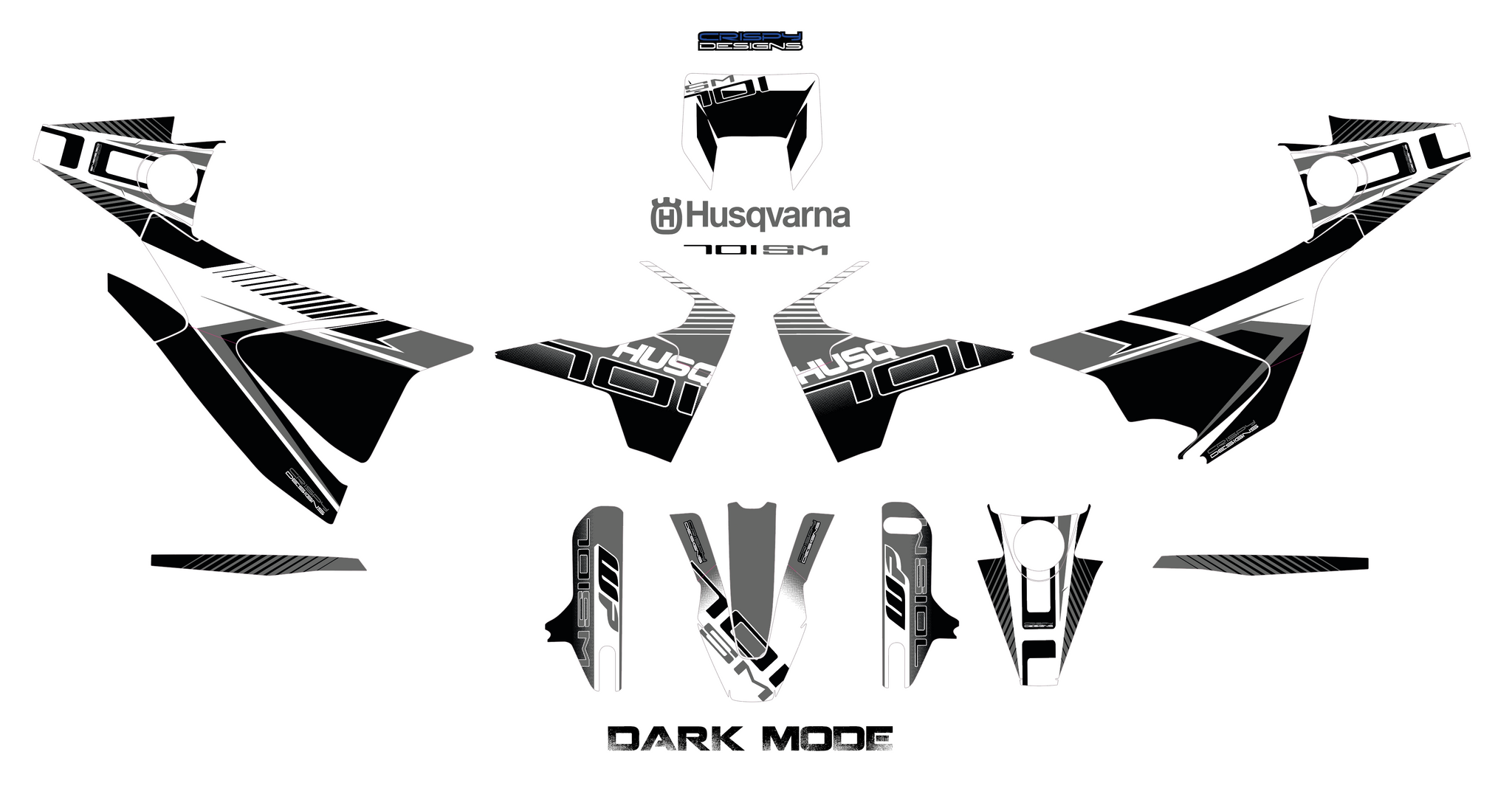 Husqvarna 701 Supermoto - Dark Mode decal set – Crispy Designs