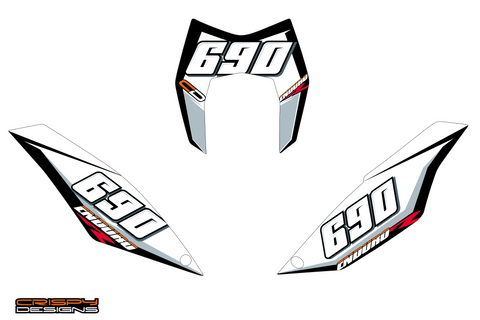KTM 690 Enduro R number board and headlight set