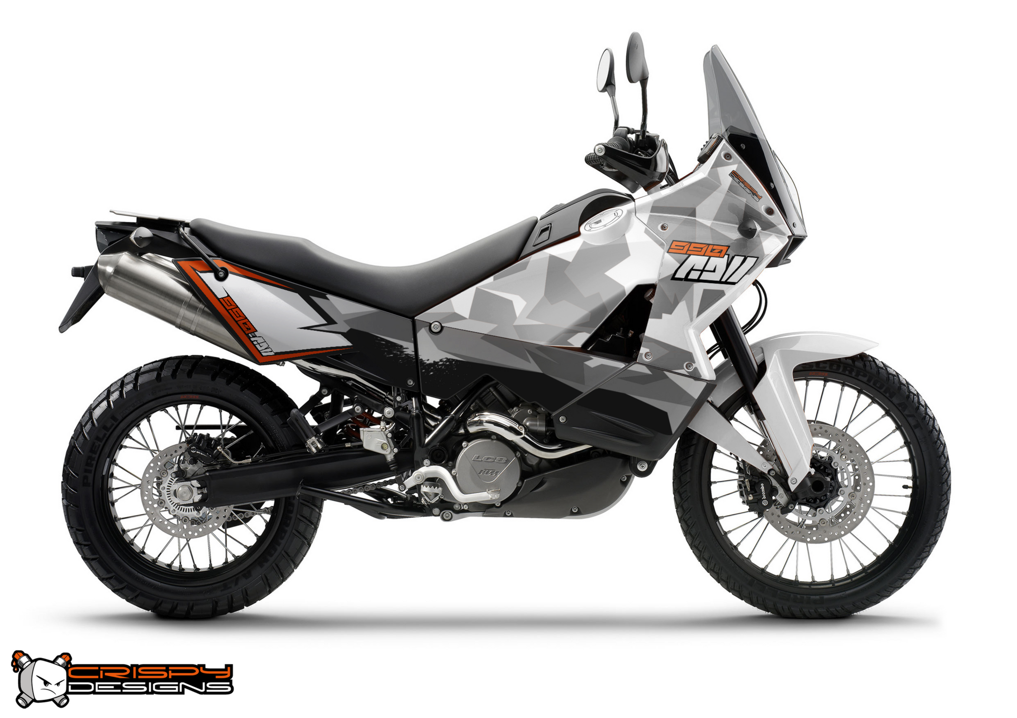 KTM 950 990 Adventure Urban Camo Custom Race Number Crispy Designs Specialist in custom KTM 690 Adventure decals graphics