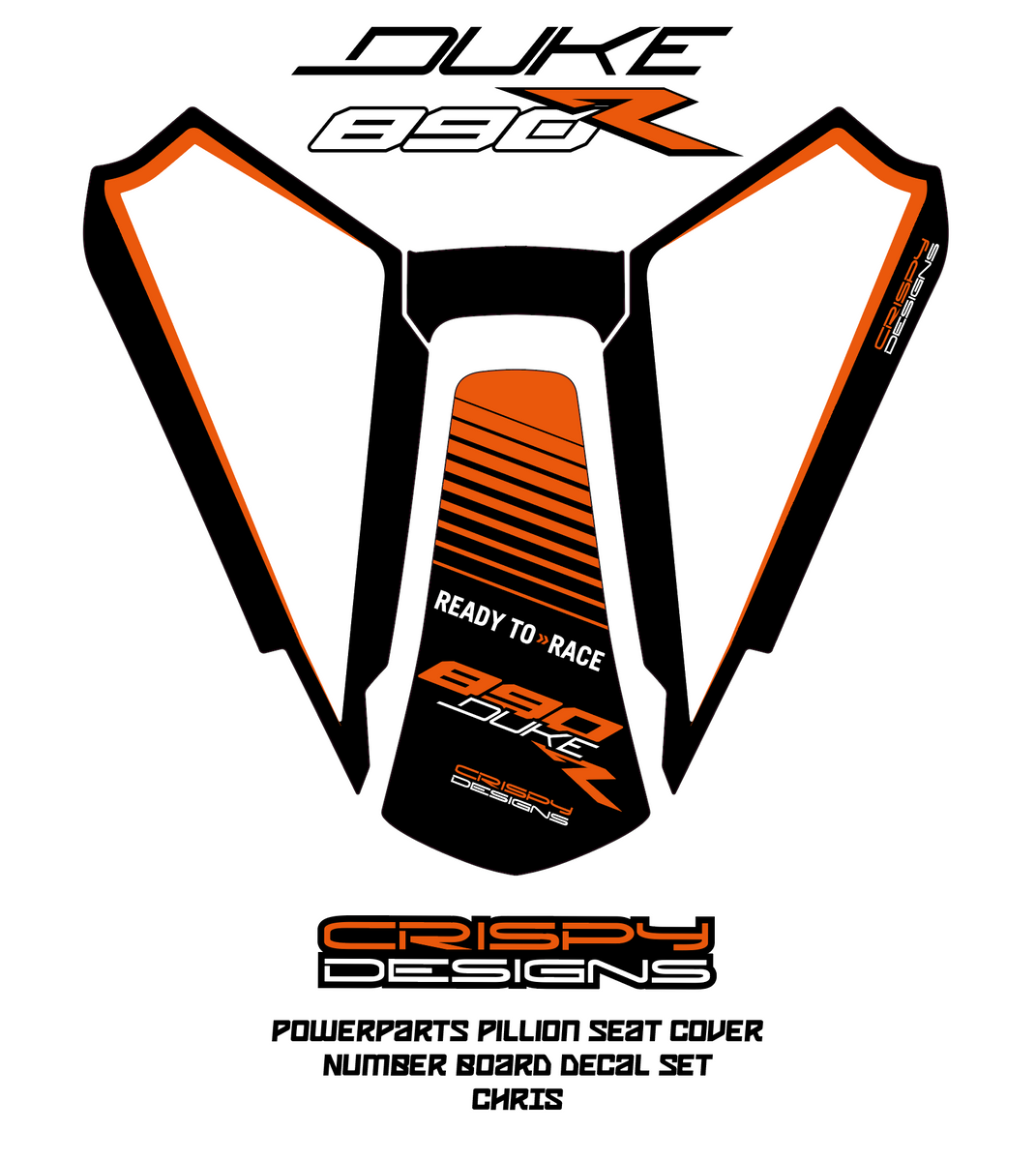 Chris - KTM 890 Duke pillion seat cover decals – Crispy Designs ...